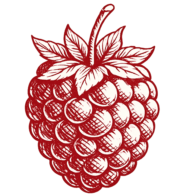 Fresh organic raspberry with leaves, ideal for healthy eating.